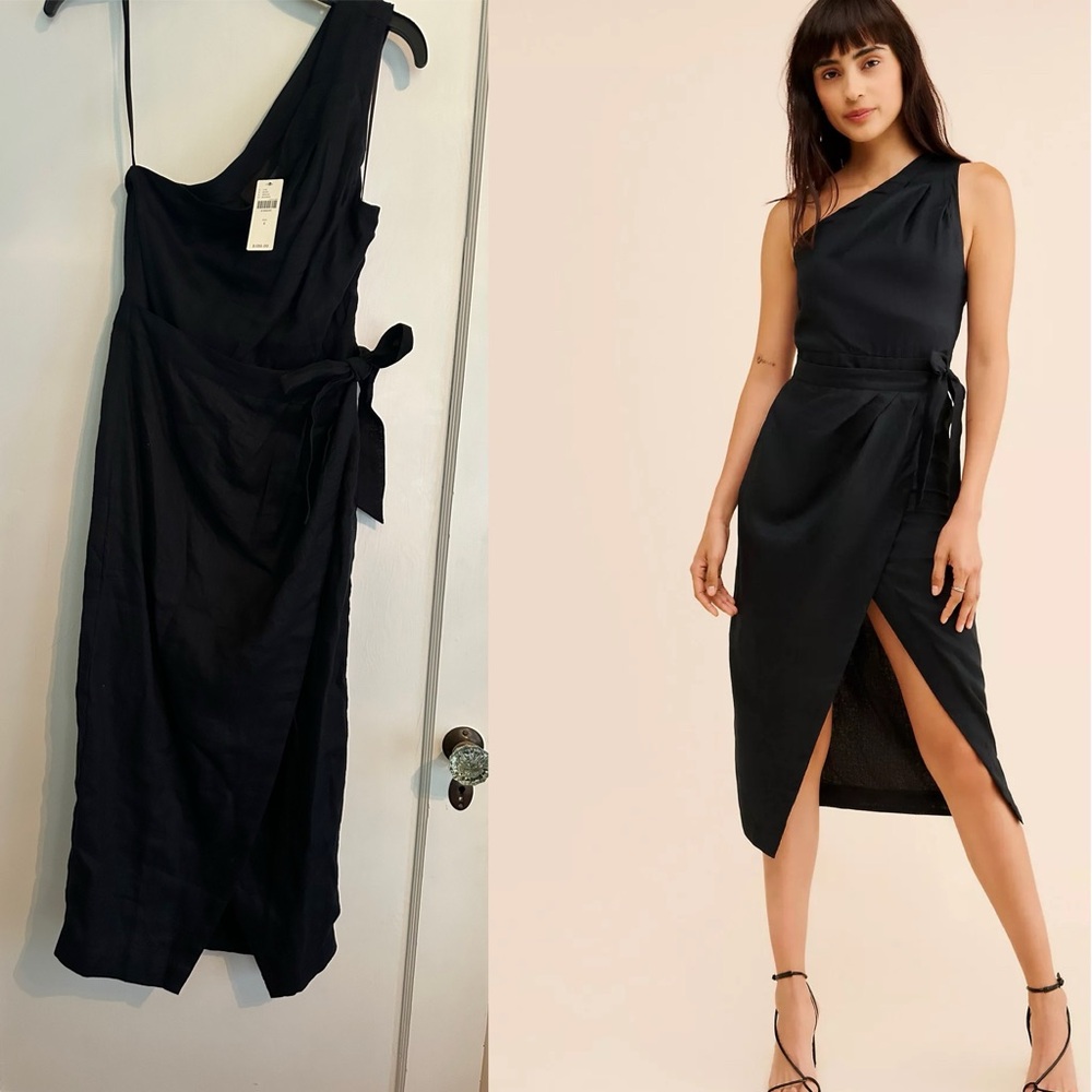Anthropologie Black One-Shoulder Dress